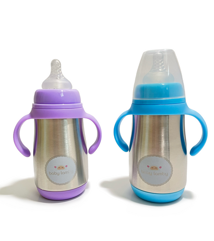 Baby Lamby Stainless Steel Baby Bottles - Environmentally-Safe Dual Insulation